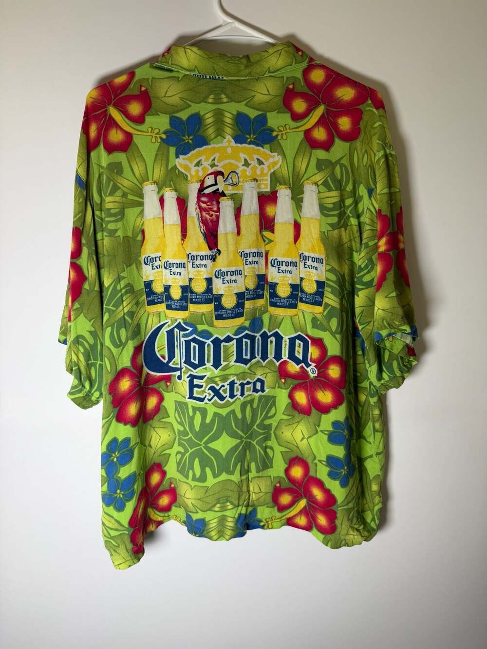 Corona Extra Mens Short Sleeve Hawaiian Shirt XL Green